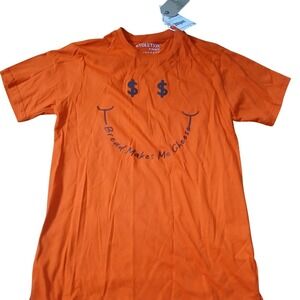 Evolution In‎ Design T-Shirt Mens Large Orange Bread Makes Me Cheese Graphic Tee